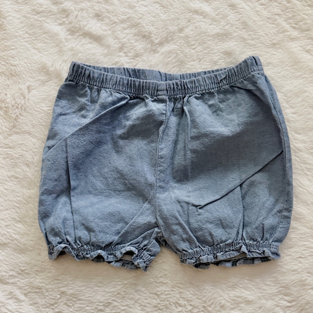 Carter’s 3 Piece Set Bodysuit Chambray Top Shorts Blue Pink Butterfly Size 24M - Picture 7 of 12